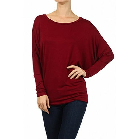 - Sassy Apparel Womens Dolman Sleeve Tunic Knit Top with Scoop Neckline