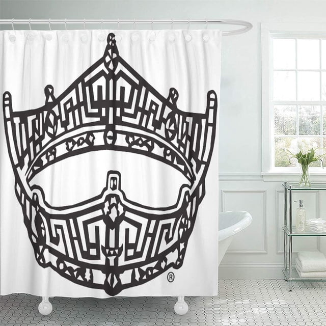 ABPHQTO Mirror Miss America Crown in Black Pageant Bling Queen Cortina de ducha 150x180 cm