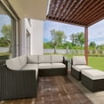 thumbnail image 4 of HAPPATIO 7-Piece Wicker Patio Conversation Set with Gray Cushions, 4 of 8