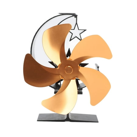 

Big sale Wood Burner Fan 5 Blades Ultra Quiet Air Circulation Heating Energy Saving Heat Powered Fireplace Fan for Ice Fishing Camping Gold