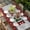Red Grey, variant on Christmas Table Cloths for 6 Foot Rectangle Tables, Winter Poinsettia Snowflakes Red Black Plaid Patio Waterproof Elastic Fitted Tablecloths, Washable Rectangular Table Cover for Camping