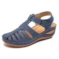 thumbnail image 3 of Sandals Women Dressy Summer Closed Toe Wedge Sandals Vintage Casual Hollow Out  Shoes, 3 of 8