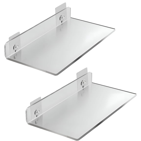 XIBUFE 20X10Cm No Drill Adhesive Floating Shelves,Set of 2,Stick-On Wall Mounted Storage Shelves for Bathroom,Kitchen,Bedroom,And Office Organization