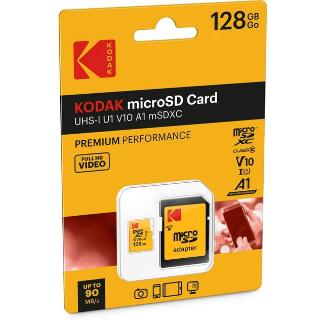 Tarjeta microSDXC KODAK 128GB Clase 10 UHS-I U1 con adaptador