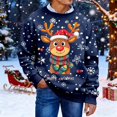thumbnail image 3 of Christmas Sweatshirt for Men Women Long Sleeve Loose Casual Crewneck Ribbed Texture Snowflake and Reindeer Print Pullover, 3 of 6