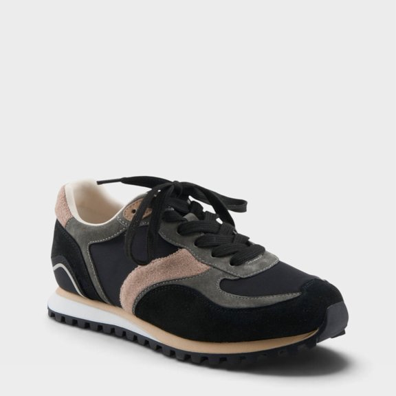 PATRIZIA FIODH Women’s Retro Fashion Sneaker – Mixed Material Lace-Up with Cushioned Insole