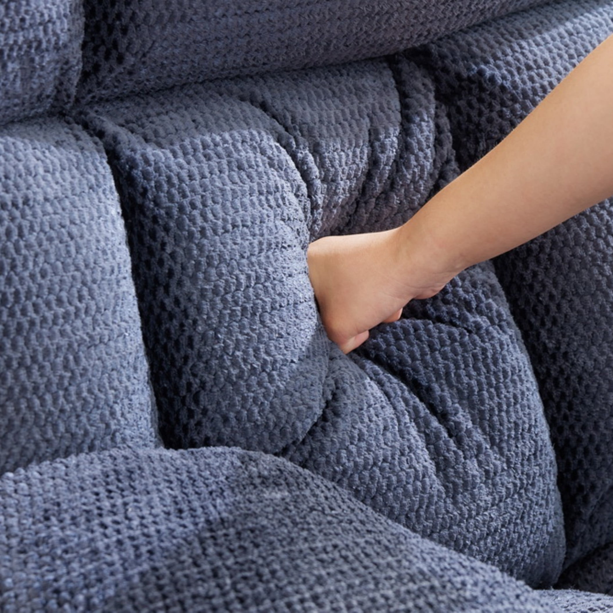 BSHTI Sofa with Recliner , USB Charging Ports, Padded Seats & Backrests, Hardwood Frame, High-Resilience Foam, Easy Assembly,Blue