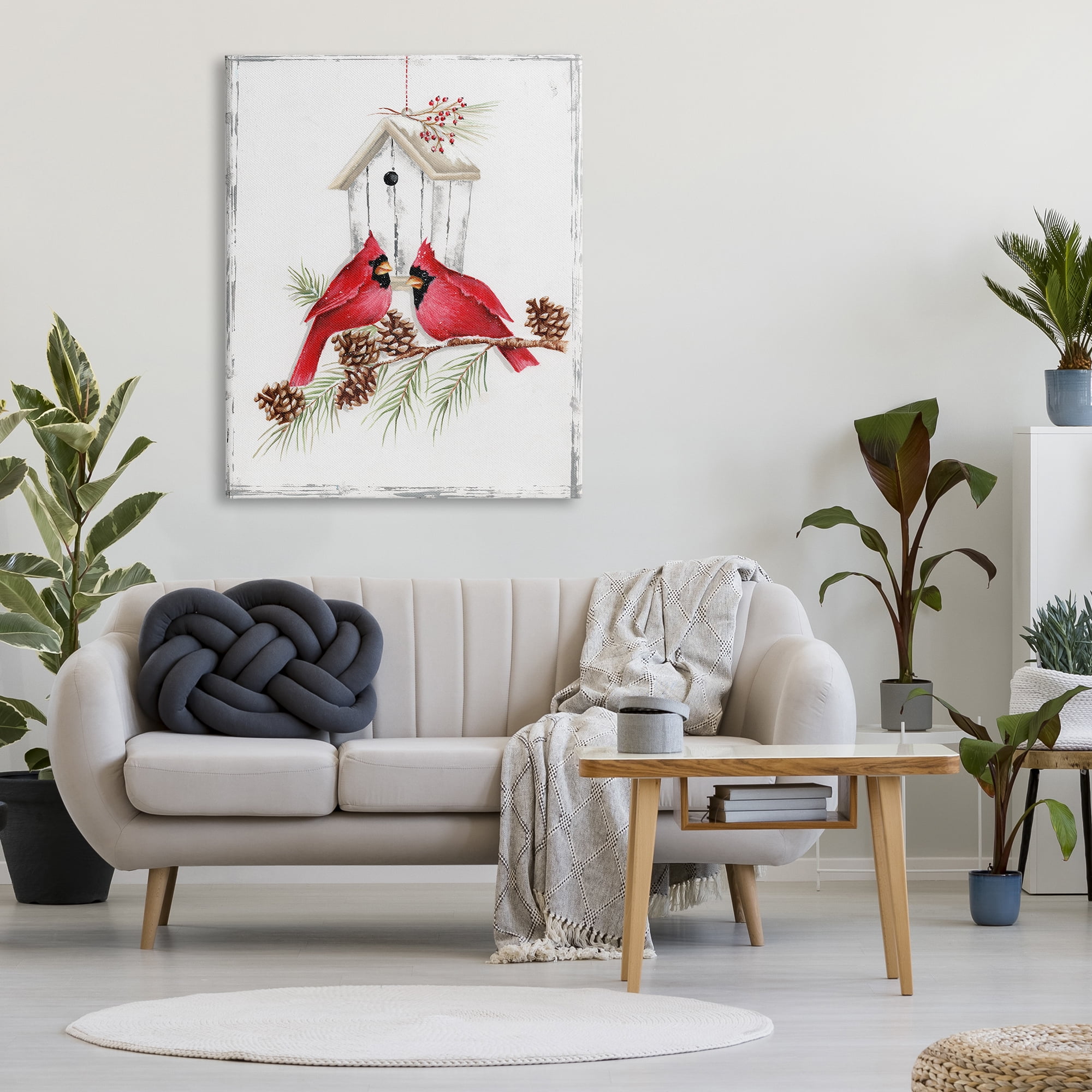 Stupell Industries Cardinals & Snowy Birdhouse Animals & Insects Painting Gallery Wrapped Canvas Art Print Wall Art, 36 x 48