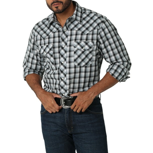 Wrangler® Men's Long Sleeve Western Plaid Shirt 