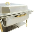 thumbnail image 3 of TrueCraftware- 8 Qt. Full Size Stainless Steel Continental Chafing Dish Brass Accent Complete Set- Food Warmer Chafers and Buffet Warmer Sets for Catering Event Party Holiday Buffet Weddings Catering, 3 of 7