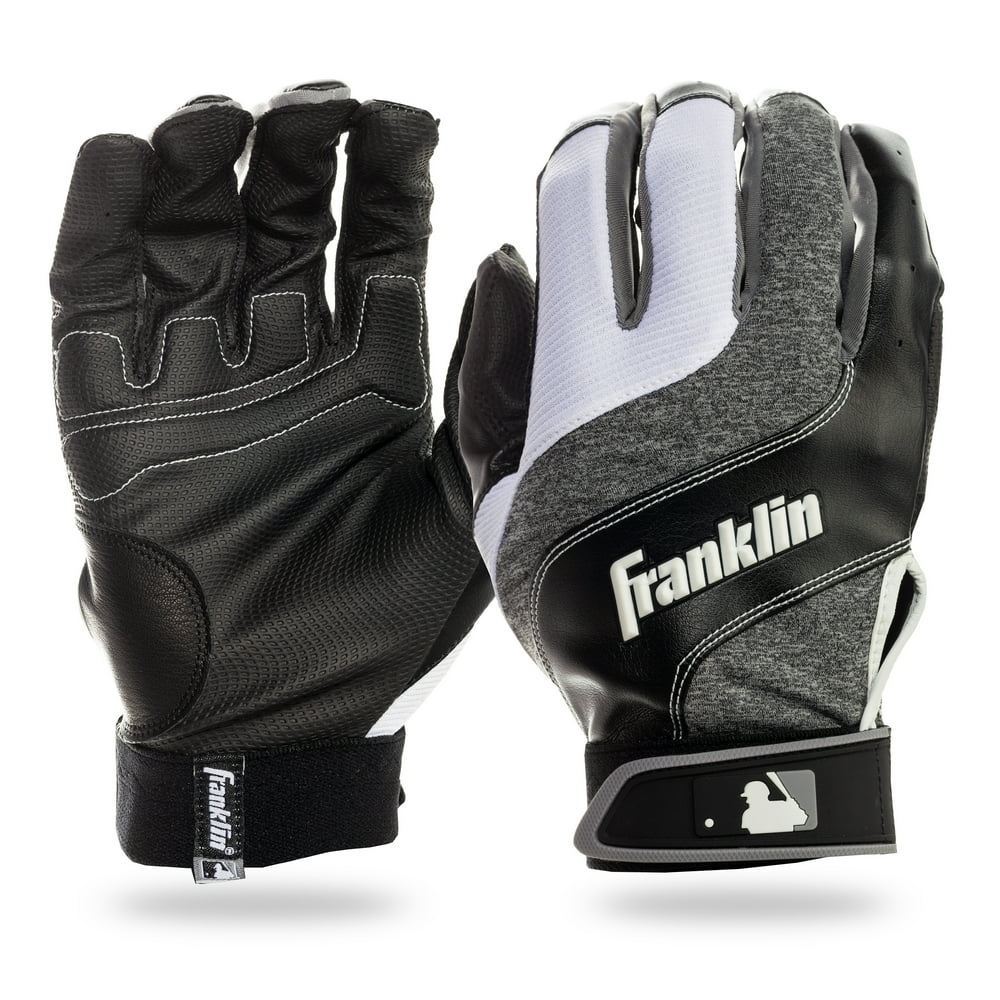 Franklin Sports MLB Shokwave Baseball Batting Gloves Black/Gray/White