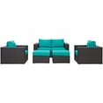 thumbnail image 4 of Modern Contemporary Urban Design Outdoor Patio Balcony Five PCS Sofa Set, Blue, Rattan, 4 of 7