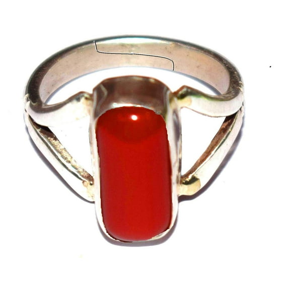 Divya Shakti 6.25-6.50 Carat Italian Red Coral Moonga Munga Gemstone Silver Adjustable Ring for Mens & Womens
