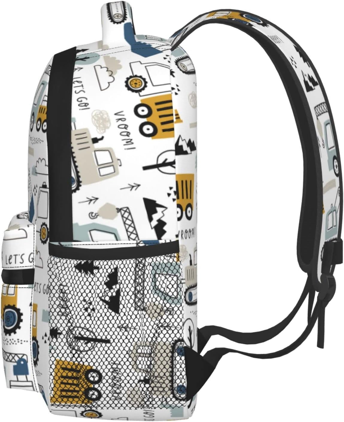 PAYOHTO Toddler Backpack for Boys Age 3-8 Kids Construction Truck Excavator Bookbag for Kindergarten Preschool Water Resistance Cute Mini Small Simple Travel Daypack (White)
