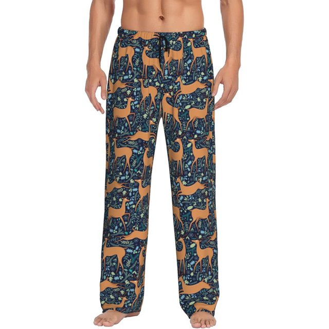 Fotbe Reindeer Pantalones de Pijama para Hombre, Pantalones de Dormir, Pantalones de Casa con Cintura Ajustable y Bolsillos-3X-Large
