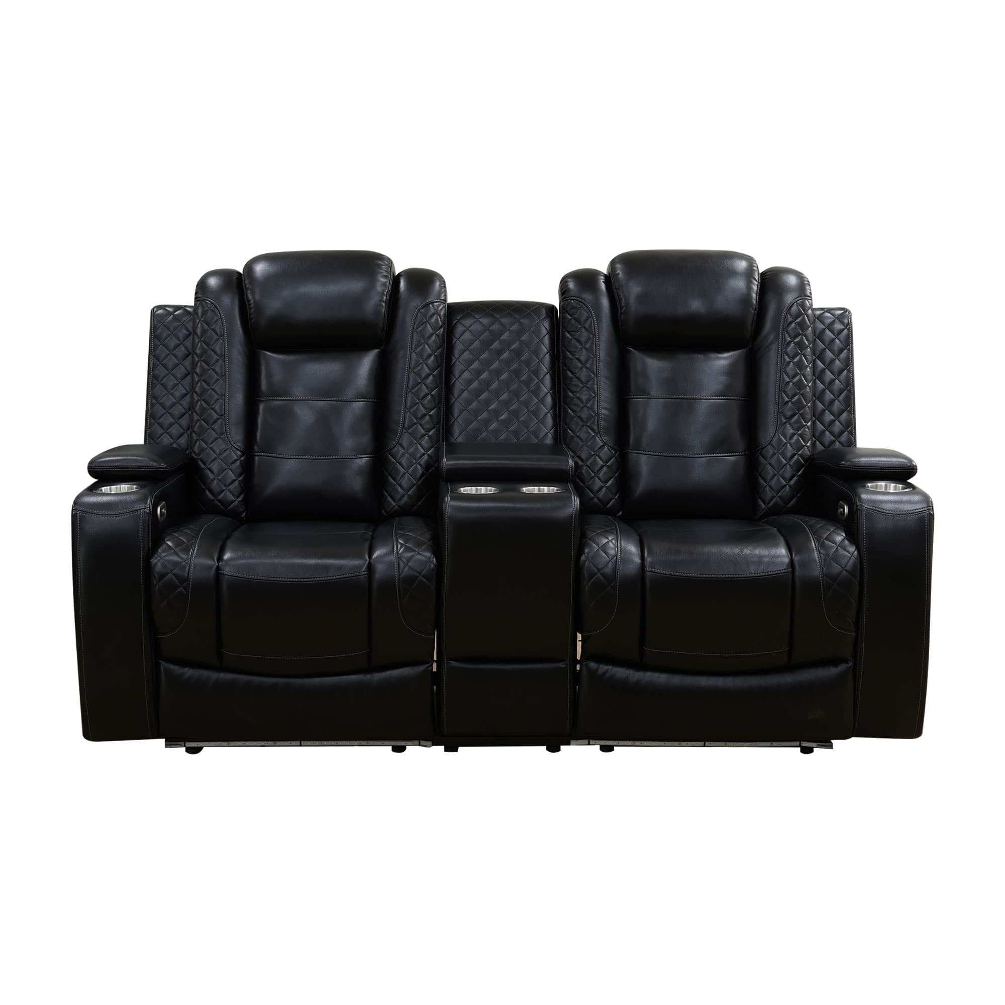 MAYEERTY Power Reclining Loveseat, Electric 2-Seat Leather Recliner with USB Charging, Storage & Cup Holders for Living Room, Black