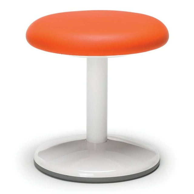 OFM Orbit 14" Round Backless Faux Leather Static Stool in Orange