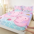 thumbnail image 3 of Castle Fairy Pink Axolotl Salamander 4-Piece Full Size Sheets for Children,Cartoon Mermaid Bed Sheets,Gradient Ombre Lightweight Sheet Sets,Super Cozy Room Decor, 3 of 7