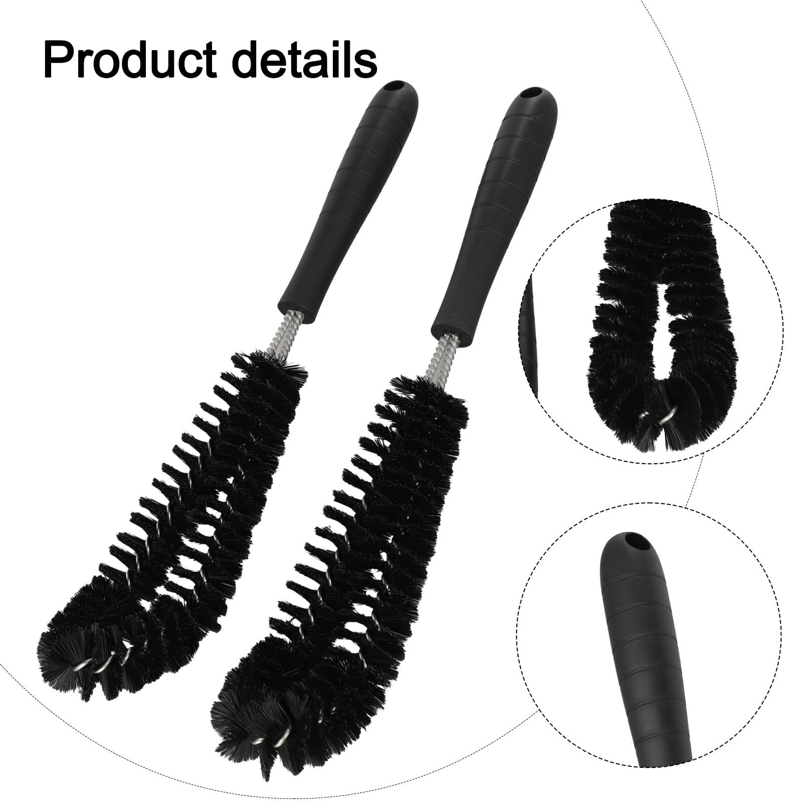 Simple Handle Cup Brush Long Soft Bristle Cleaning Tool for Bottles Tires Wheels Kitchen Automotive 36cm Black 2 Pack