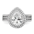 thumbnail image 4 of Cheryl M Sterling Silver Rhodium-plated Brilliant-cut Pear CZ Double Halo Ring QQCM1570-6, 4 of 5