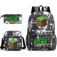 thumbnail image 4 of Minecraft Backpack Game My World Student Large Capacity Printed Three-Piece Set Backpack for Men and Women,Starry Sky Red~1, 4 of 11