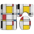 thumbnail image 1 of GOHAO Geometric Colorful 3 Piece Bathroom Rugs Set Bath Rug Contour Mat and Toilet Lid Cover, 1 of 2