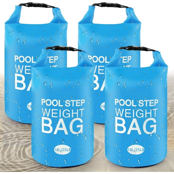 NeoMart 4 Pack Universal Pool Step Weights, 10L/25LB No Breaken Pool Ladder Weights for Above Ground Pools, Waterproof Pool Sand Stair Weights for Pool Steps, Easy&Quick Fill Sand (Sky Blue)