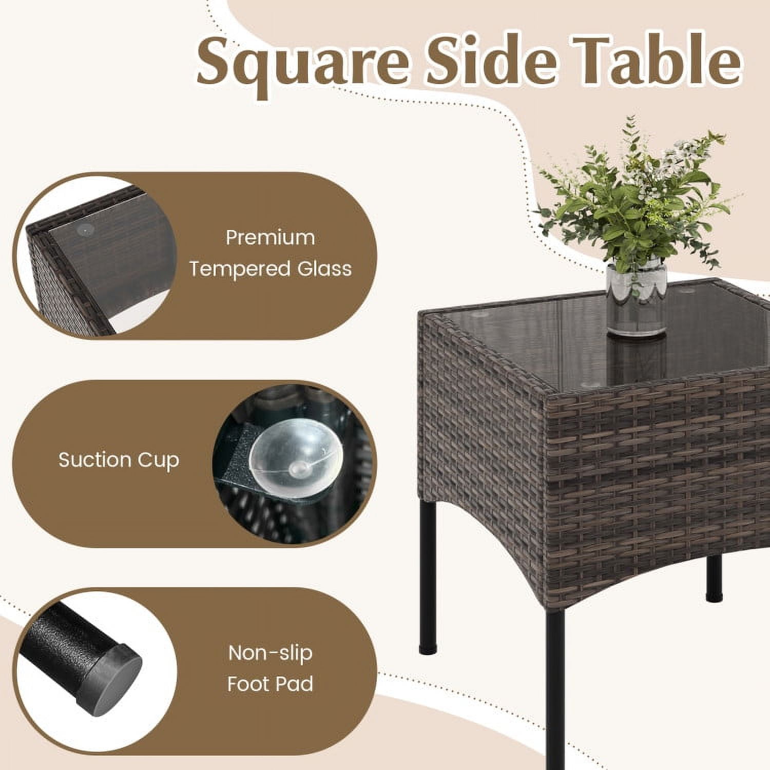 Aimee Lii 3-Piece Wicker Conversation Set with Cushions, Outdoor Patio Furniture, Beige Aimee Lii 3-Piece Wicker Conversation Set with Cushions, Outdoor Patio Furniture, Beige