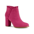 thumbnail image 1 of Unique Bargains Women's Ruffle Block Heel Ankle Boots HotPink (Size 8), 1 of 8