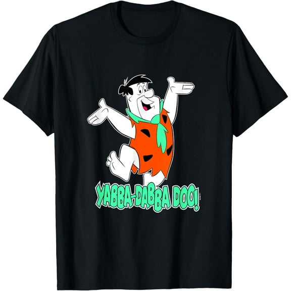 The Flintstones Yabba-Dabba-Doo! Fred Flintstone Retro T-Shirt Cotton Short Sleeve Crew Neck Soft T-shirt