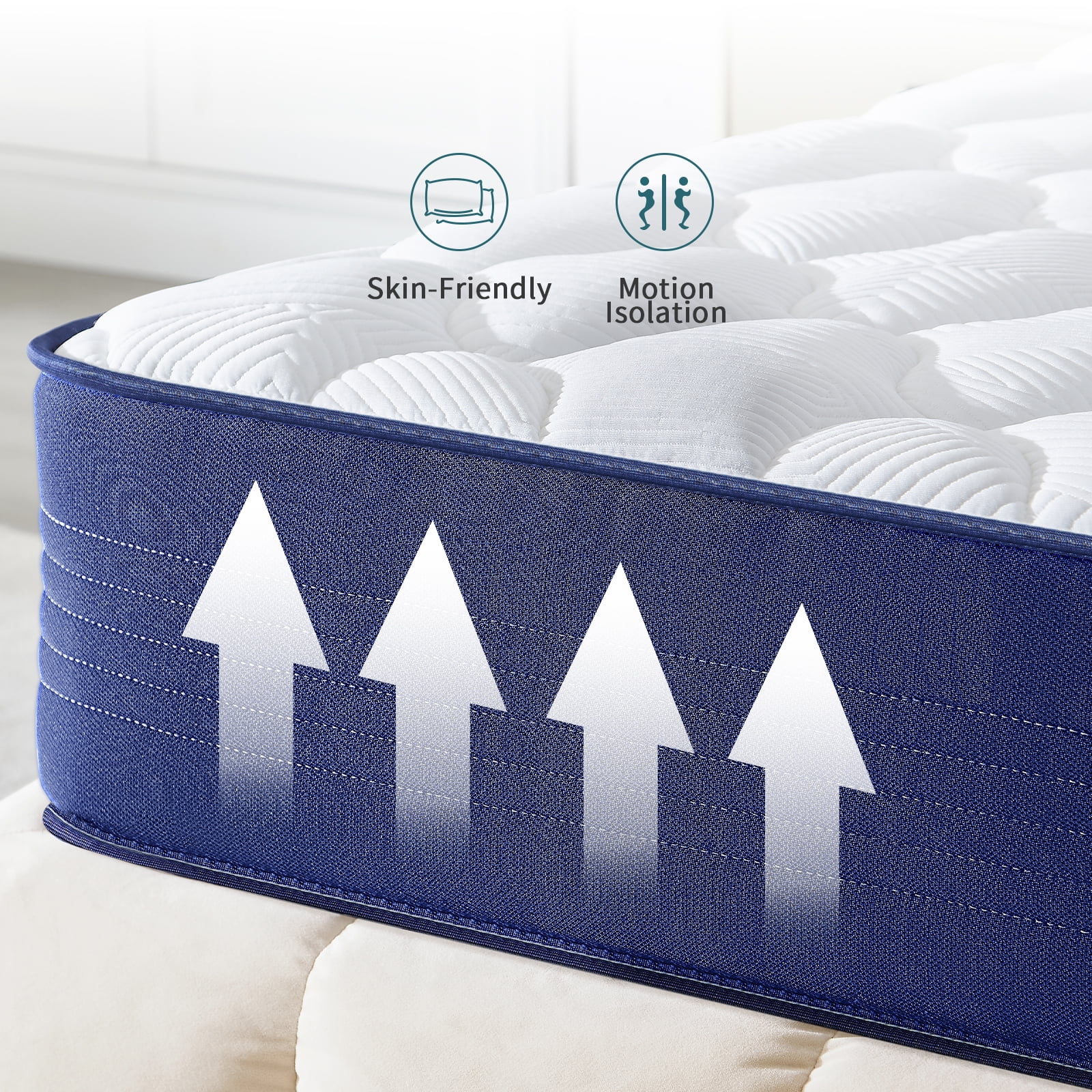 BMMB 12" Full Individual Coils Spring King High Density Gel Memory Foam Mattress Anti-Fire