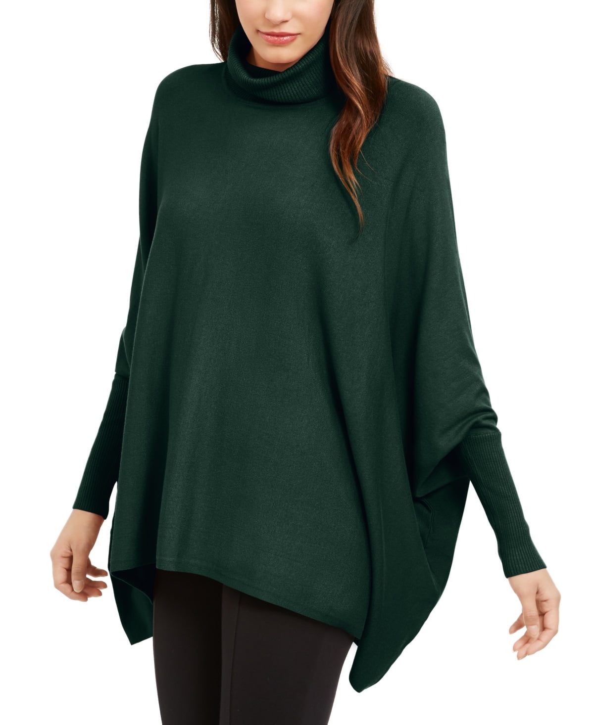 Turtleneck Poncho Sweater Green 