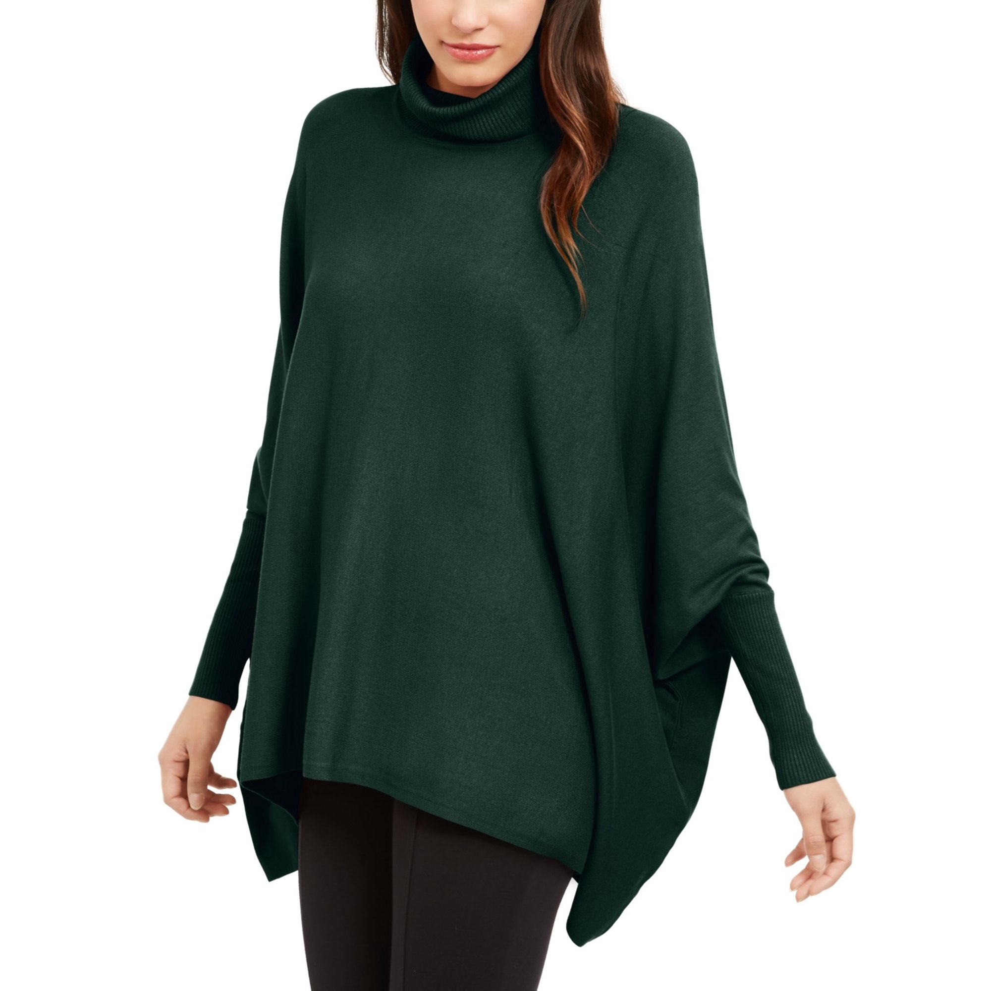 Alfani Women's Turtleneck Poncho Sweater Green Size Petite Medium -  Walmart.com