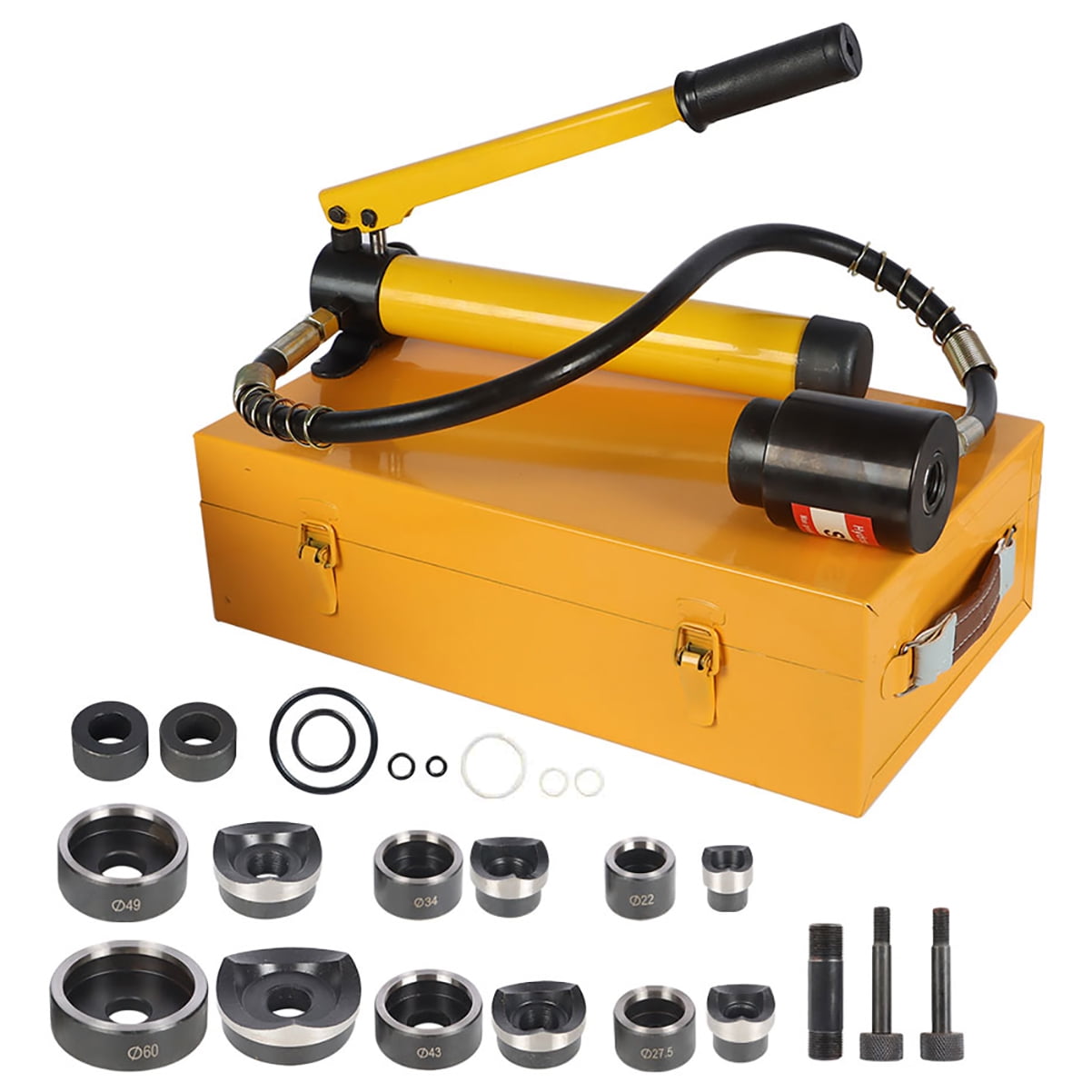 10 Ton 1/22 inch Hydraulic Knockout Punch Driver Tool Kit with 6 Dies