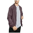 thumbnail image 2 of Siilsaa Men Jacket Casual Lightweight Bomber Jacket Casual Windbreaker Flight Coat Zip Up Textured Jacket with Pocket Dark Purple,XL, 2 of 5
