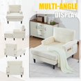 thumbnail image 6 of Modern Minimalist Chenille Fabric Chaise Lounge Recliner Single Sofa with Comfortable Backrest, Rest Chair Sofa with Wooden Legs and Armrests Side Pockets for Living Room, Bedroom, Office, Beige, 6 of 8