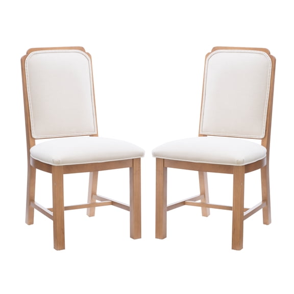Linon Tonetta Set of 2 Brown/Gray Dining Chairs with Cushioned Seat and Solid Beech Wood Construction
