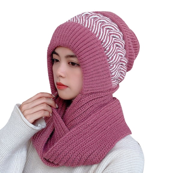 Winter Beanie Hat Women Slouchy Knit Warm Wool Scarf Integrated Pullover Cute Parent Child Knitted Cap