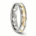 thumbnail image 4 of Edward Mirell Titanium 14k Yellow Gold Inlay 5mm Ring Wedding Man Classic Precious Metal   For Dad Mens  For Him, 4 of 10