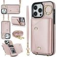 thumbnail image 2 of for iPhone 13 Pro Case Wallet with Strap for Women,Crossbody Lanyard and Wristlet Strap,Zipper Pocket,Credit Card Holder,Ring Stand,RFID Blocking Phone Wallet Cases(6.1 inch,Pink), 2 of 18