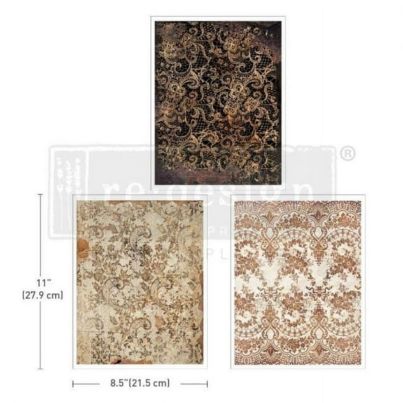 Prima Marketing Re-Design Decor Transfers 8.5"X11" 3/Sheets-Middy- Delicate Lace