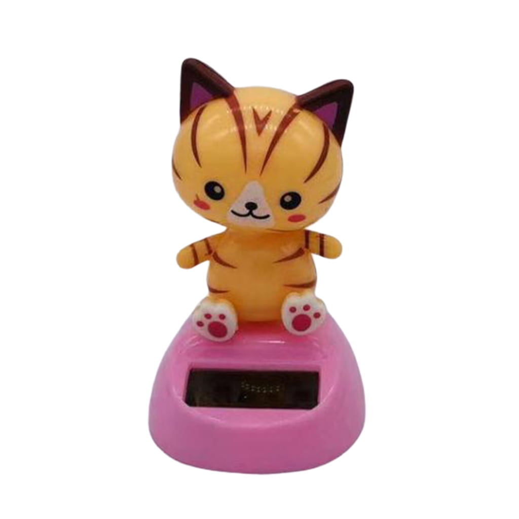 Binory Solar Powered Cute Kitten Dancing Swinging Animated Office Desk Window Dancer Toy,Car Windowsill Decoration New Selling Novelty Action Figuers Toys Birthday Gift for Kids Adults Yellow