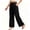 Black, variant on Women High Waist Pleated Wide Leg Ankle Culotte Pants, Wrinkle Resistant Drape Soft Knit Loose Trousers