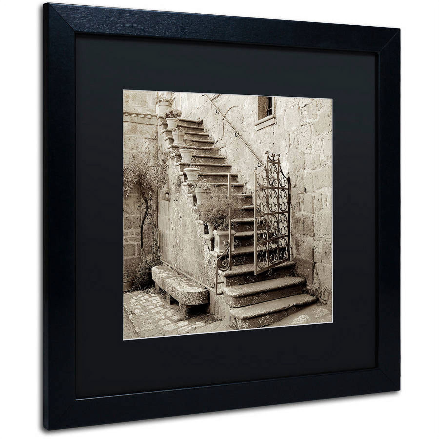Trademark Fine Art "Umbria Scala I" Canvas Art by Alan Blaustein, Black Matte, Black Frame