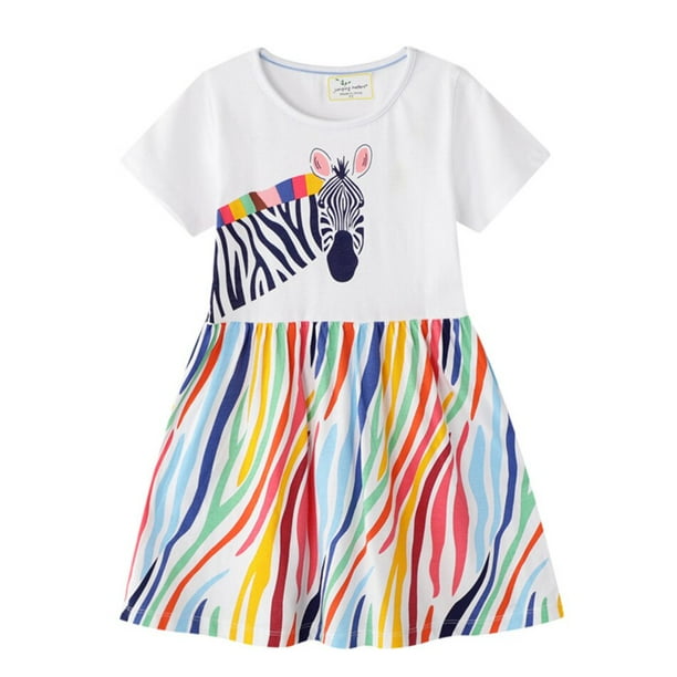 2022 Disney Encanto película Madrigal Niñas Vestido de verano unicornio dibujos animados estampado malla princesa Vestido Casual Vestido niños ropa 3T Gao Jinjia LED
