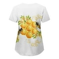 thumbnail image 3 of Scrubs Top for Women Bee Graphic Short Sleeve V-Neck Medical Uniform Soft Stretchy Free Nurse Shirt with 2 Pockets White XXL, 3 of 3