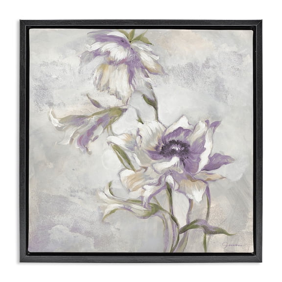 Stupell Industries Shabby Chic Purple Curling Petals Black Floating Frame Canvas Art, 18 x 18, by Liz Jardine