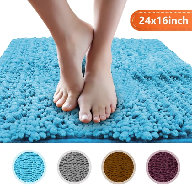 Alfombrilla de baño de lujo de pelo largo, alfombra de baño de microfibra súper suave con tela de chenilla altamente absorbente para una experiencia cómoda bajo los pies en su baño, sala de estar,
