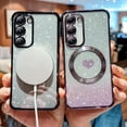 thumbnail image 6 of for Samsung S23+ Plus Phone Case Compatible with MagSafe Luxury Plated Gradient Bling Glitter Cute Love Heart Cover Soft Shockproof Clear Magnetic Bumper Case for Galaxy S23+ 5g 6.6"-Purple, 6 of 10