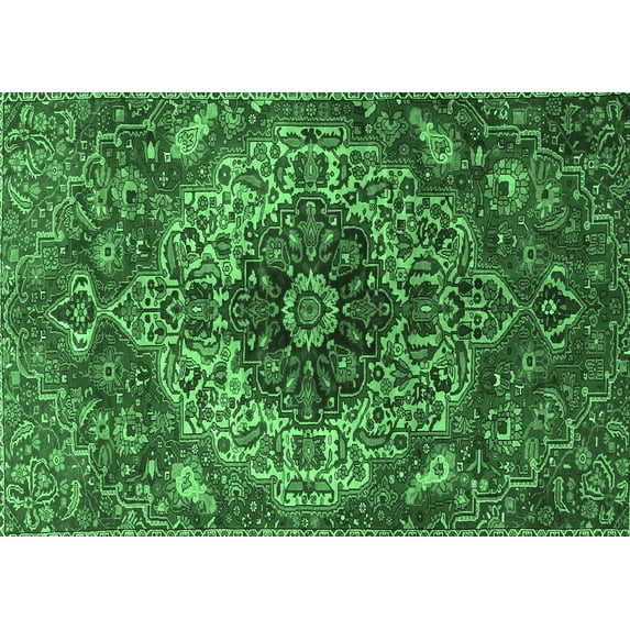 Ahgly Company Indoor Rectangle Medallion Emerald Green Traditional Area Rugs, 7' x 10'